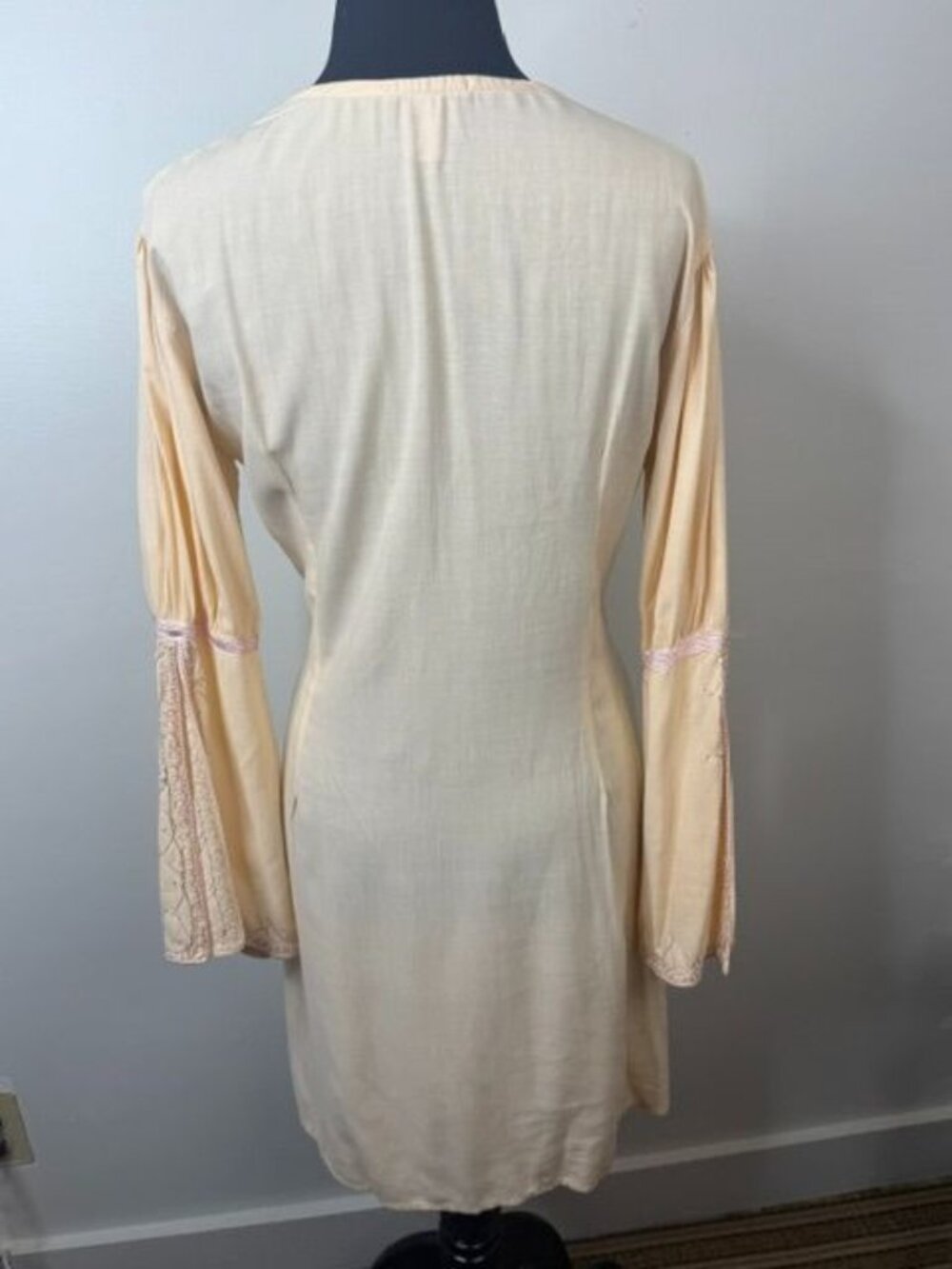 Vanesska for Calypso Christiane Celle Peach Embroidered Boho Tunic Dress Size S - Picture 9 of 10